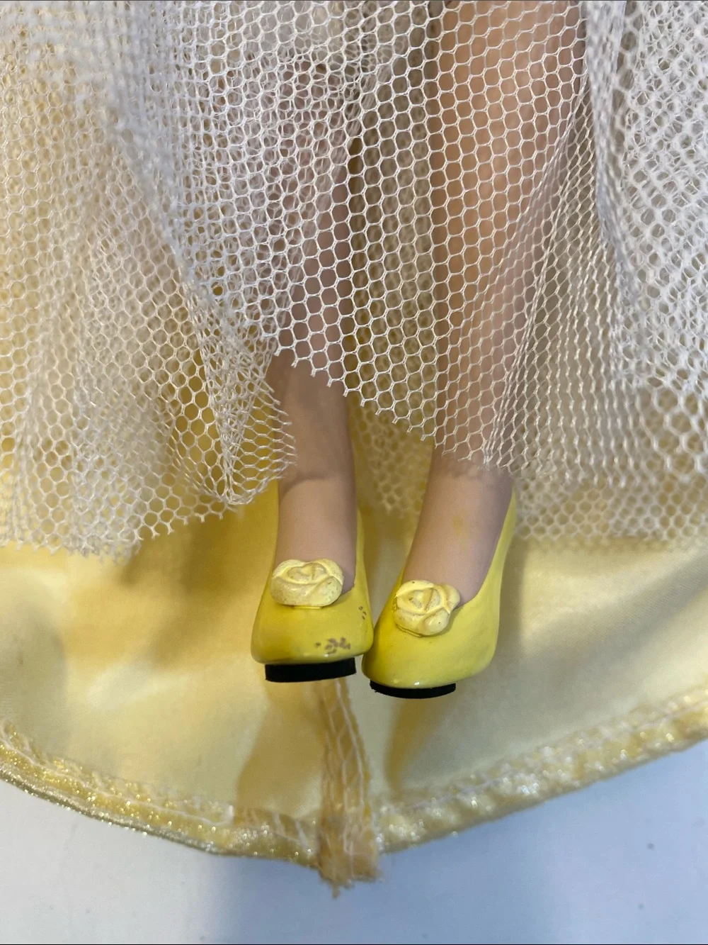 Disney Vintage Yellow Rose Princess Doll in Satin Gown Porcelain